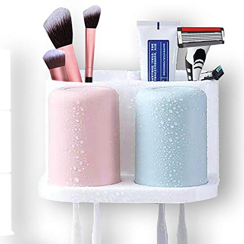 Electric Toothbrush Holder for Bathroom,Wall Mounted Toothbrush Holder,LECCER Bathroom Toothbrush Holder Set 4 Toothbrush Slots,Large Capacity Toothbrush Holder for Bathroom with Leak Vent for Water