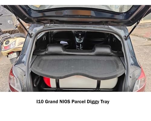 Image of Siwan Motor Car Parcel Tray /Boot Luggage Tray with Grand i10 NIOS (2019 to 2023, 3rd Gen) | Rear Diggi Cover | Perfect Fitting | Heavy-Duty Black Plastic