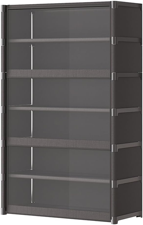 7 Tiers Shoe Storage Cabinet with Lid Storage Organizer with Clear Flip Door Shoe Storage Shelf Cabinet for Bags Books Clothes (Black)