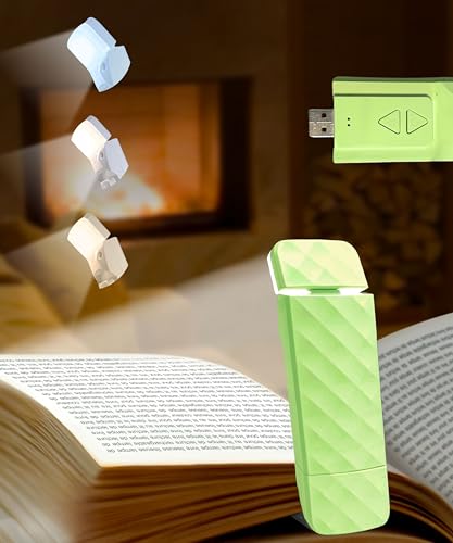 Runesol Lampe de Lecture Vert Kiwi, Lampe Livre USB Rechargeable, Liseuse 3 modes Couleurs, Idee Cadeau Noel, 5 LED Lampe de Lecture pour Lire au Lit, Reading Light, 80 Heures Charge Lumiere Livre