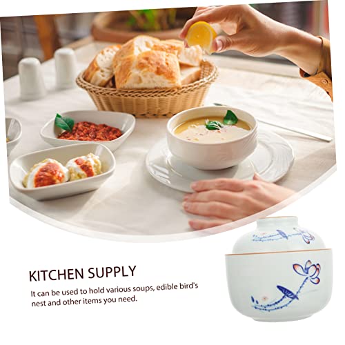 DOITOOL 1 xícara de sopa tigela de cerâmica com tampa tigela de sopa de cerâmica tigelas que podem i