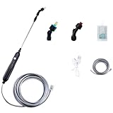 High Pressure Garden Sprayer Wand, 1800mAh Battery Powered Watering Wand, Electric Water Sprayer with 2m Tube & 2 Nozzles, Outdoor Garden Plant Mister for Lawn, Yard, Patio