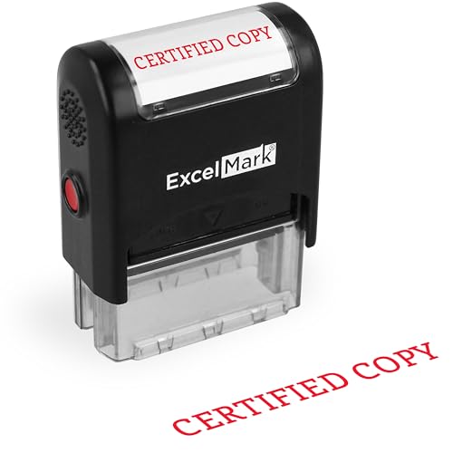 ExcelMark Certified Copy Self Inking Rubber Stamp - Red Ink (A1539)
