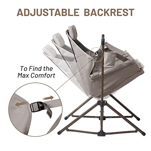 Timber Ridge Hammock Camping Chair With Adjustable Backrest, Heavy Duty Folding Hammock Chair Supports 300Lbs, Portable Hammock Chair For Camping, Travelling And Patio, Tan #TOP1