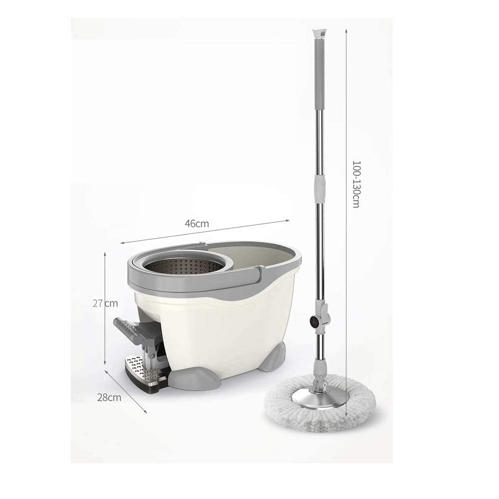 Fregona Piso Microfibra, fregona giratoria, escurridor, Cubo, Pedal, escurridor, Turbo, Cuatro impulsiones, fregona giratoria 360, fregona Polvo, Reutilizable 5 recambios Cabeza Microfibra