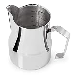 Premium Milchkännchen 500ml (Skala 300ml - 420ml) aus rostfreiem Edelstahl für den perfekten Milchschaum in Barista Qualität - schwere Edelstahl Milchkanne mit Skala