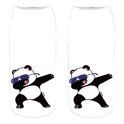 HNDDWZDB 3d Drucken Socken Knöchelsocken 3D Druck Harajuku Socken Frauen Kurze Socke Panda/Mops Katze Cartoon Gedruckt Unisex Kind Baumwolle Socken