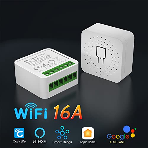 Waithome Mini Wifi Smart Wireless Light Switch, Universal Diy Relay Module For Smart Home Automation Solution, Compatible With Siri Alexa And Google Assistant Voice Speakers16A No Hub Required(2Packs) #TOP1