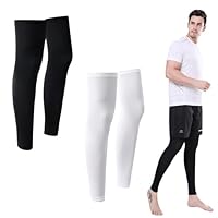 LEZED Sommer Kompressions Beinstulpen Atmungsaktive 2 Paar Sport Kompression Lange Beinmanschetten Sonnenschutz Waden Beinlinge Rutschfest Lange Knieschoner Kompression für Radfahren, Laufen, Fußball