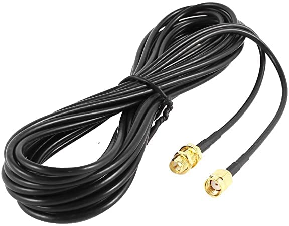 GraspaDeal 10 Meters RP-SMA Male to RP SMA Female Wifi Antenna Connector Extension Cable Black RG-174
