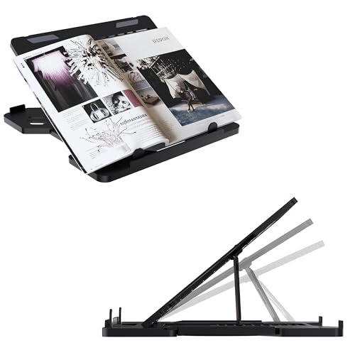Image of amazon basics Adjustable Laptop Riser Stand | Wide Compatibility | Multiple Adjustable Angles | Ventilated & Secure Design