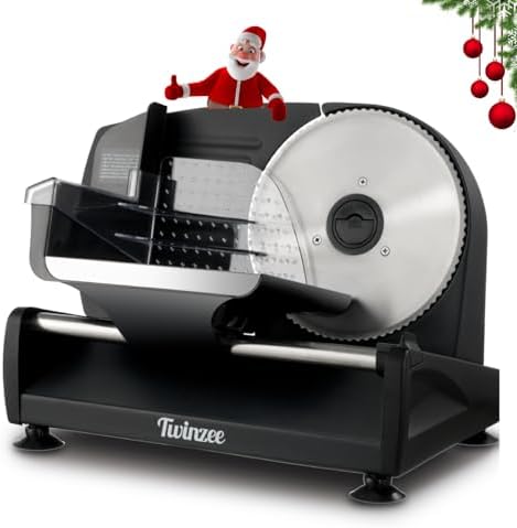 Elektrischer Allesschneider Edelstahl | Verstellbar 0-15mm | Mit 2 Klingen Für Brot, Wurst & Käse