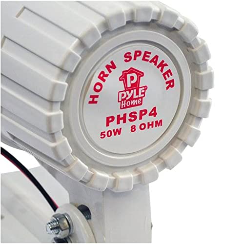 Pyle Pro 6'' Indoor And Outdoor 50 Watts Heavy Duty Portable Pa Horn Speaker, 8 Ohms Impedance, With Adjustable Bracket, White (4 Pack) #TOP4