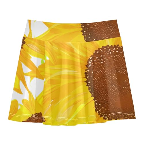 Personalized Girls' Shorts Athletic Skorts Toddler Tennis Skirts Cheer Skirt Vibrant Sunflowers Petals Rich 4t