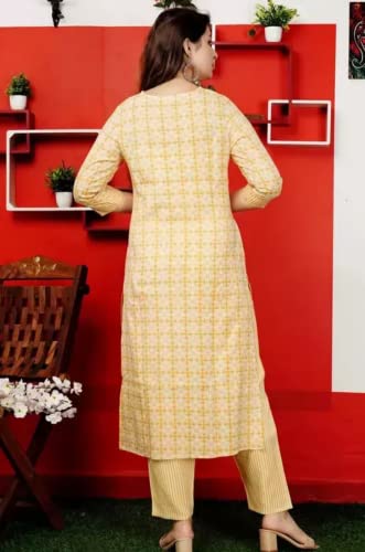 Image of Women's Plus Size Printed Round Neck 3 /4th Sleeve Kurta Bottom Set, 3XL, 46inches