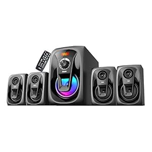 Foxin FMS 5400 Bluetooth 90Watt 4.1 Channel Home Theater | with FM/USB/AUX/USB/SD/TV Support/Remote Control | Wireless Amplifier | 5 inches subwoofer | Led Display | Support Karaoke Wireless Mic