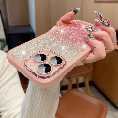 Coque en papier pailleté transparent pour iPhone 15 et 14 Pro avec protection d'objectif