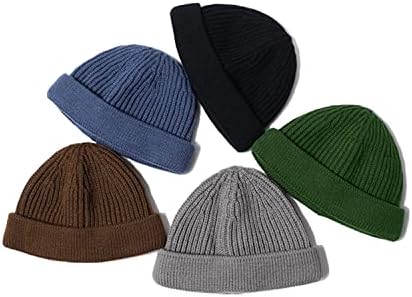 CLAPE Trawler Beanie Watch Hat Cuffed Knitted Hat Short Fisherman Beanie Roll Up Edge Skullcap Winter Hat for Men Women
