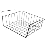 Under Shelf Basket Iron Under Shelf Storage Basket Hanging Wire Basket Shelves Sturdy Metal Wire Organizer for Kitchen Office Pantry Desk Bookshelf (Large Black)