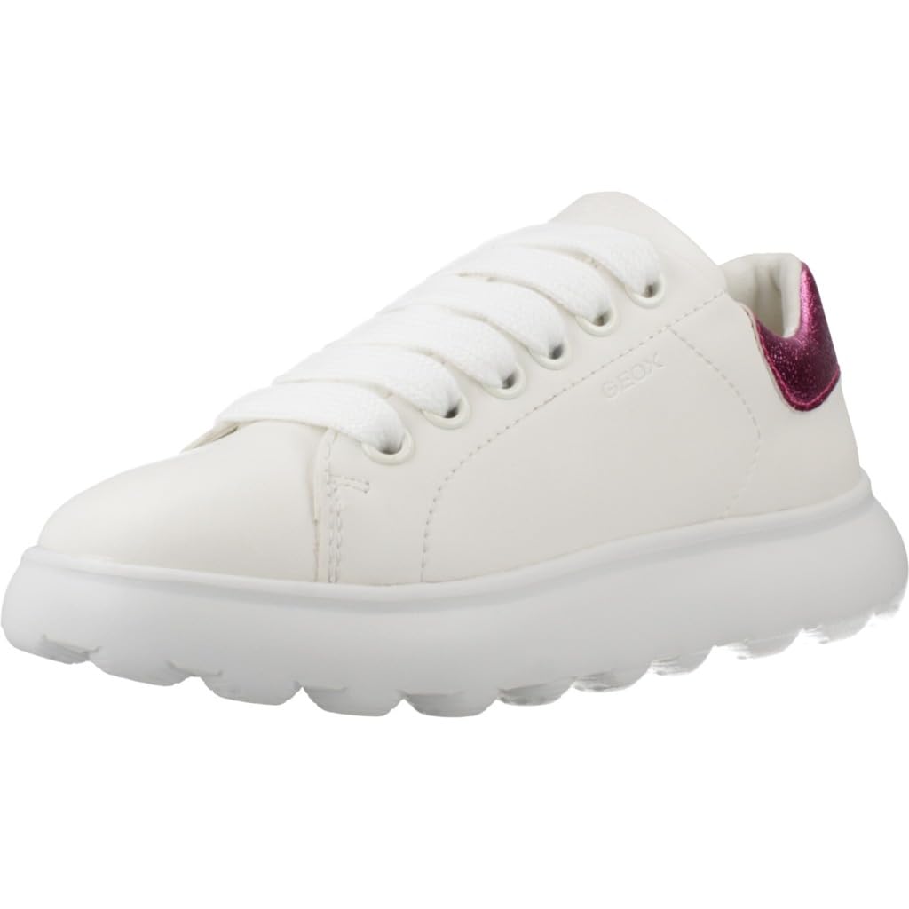 Geox J PUFFYPOP Girl A, Girls’ Sneaker, White/Fuchsia,