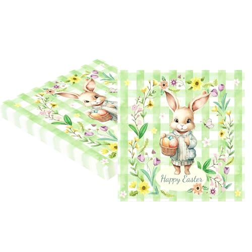 Gleemix Ostern Servietten Set 20 Stück Niedliche Oster Servietten 33 x 33 cm Osterservietten mit Hasen Motiv Serviettens Ostern Frühling Happy Easter Serviettens für Tischdeko