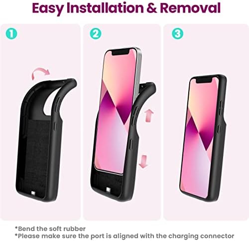 NEWDERY Battery Case for iPhone 12 Mini & iPhone 13 Mini, 4700mAh Slim Portable Protective Charging Cover, Rechargeable Extended Power Charger Case for iPhone 12 Mini & iPhone 13 Mini (5.4 inch)