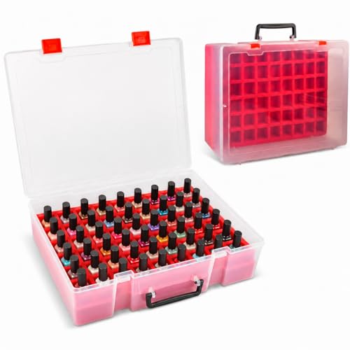 FULLCASE Nail Polish Organizer for 54 Bottles, Clear Storage Case with Foam by FULLCASE - Used condition - US$25.49