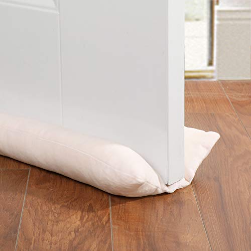 Gnegni Höhenverstellbarer Zugluftstopper für Türen, 91,4 cm, doppelter Zugluftstopper für Türen, Fenster, schalldicht, reduziert Lärm, Türkehrer beige Cover