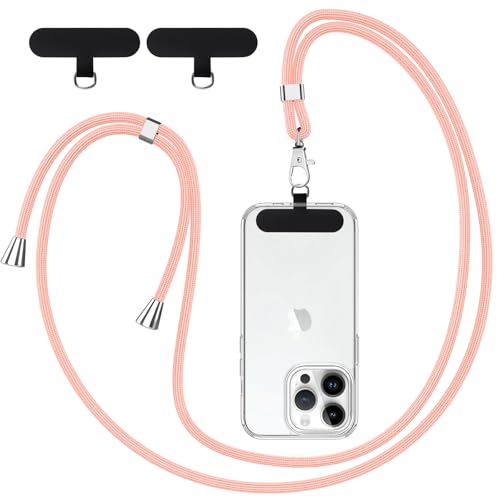 Knrlqim Cordón Cuerda para Teléfono Móvil Universal, Correa Funda Teléfono Móvil en Cuello,Colgante Ajustable Correa Compatible con Todas Las Teléfonos, con 2 Parches,Oro Rosa