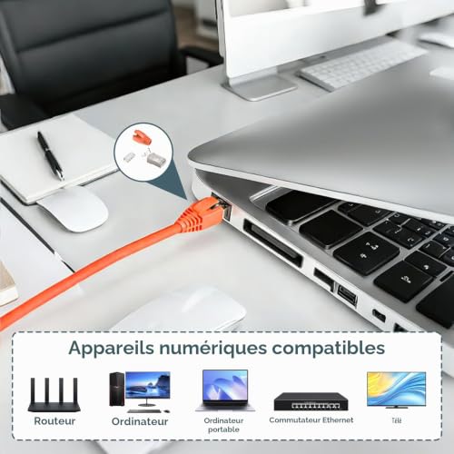 Lot de 10 Connecteur RJ45 Cat7 Cat6A, Fiche RJ45 Blindé Pass Through 2ème Génération, Connecteurs Réseau à Sertir avec Aide à l’Enfilage Protection Anti-Torsion, pour Câbles Pose 26AWG 10Gbps Ethernet – vue 6