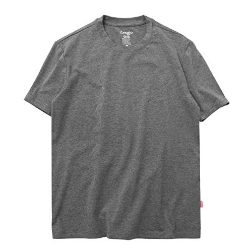 Zengjo Crewneck Tshirt Men(L,Charcoal Heather)