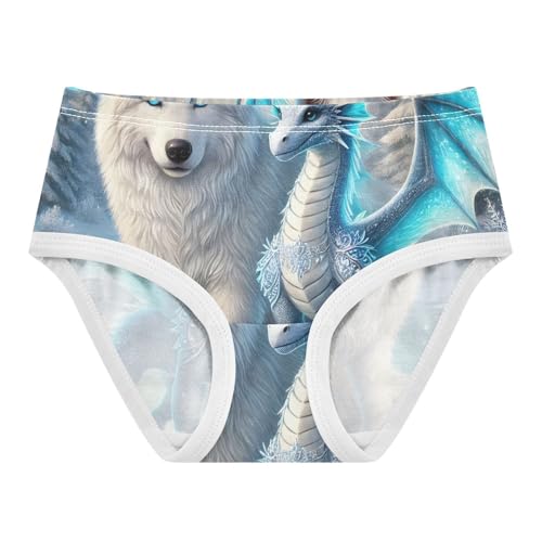 Cotton Toddler Girls Underwear Cute Wolf Dragon White Winter Panties Little Girl Stylish Undies Kids Briefs 2t