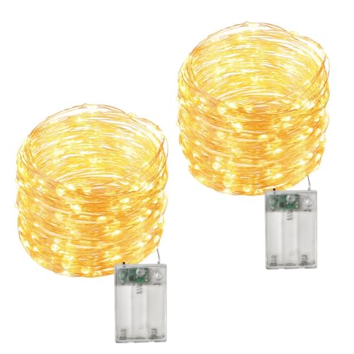 2 Stück LED Lichterkette Batterie mit Timer, 12 M 120 LED, Mini...