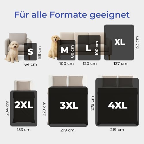 Dreamzie - wasserdichte Decke 152x203 cm - Hundedecke Sofa und Bett - Reversible Decke Wasserdicht aus Sherpa-Fleece – Waschbar – Schwarz