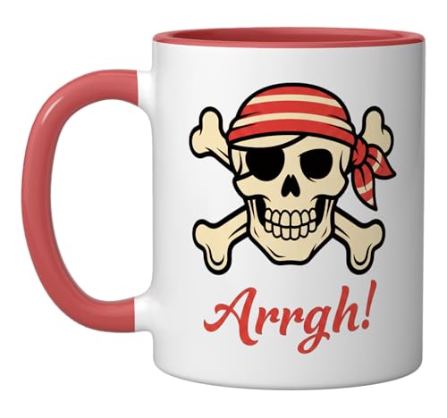 Cartoons Pirate Skull Arrgh! Retro Pop Art Cartoon Skull Ceramic