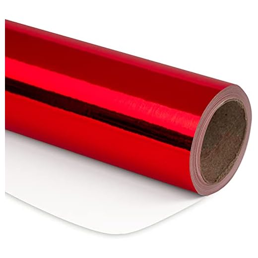 RUSPEPA Red Metallic Wrapping Paper - Solid Color Paper Perfect for Wedding, Birthday, Christmas, Baby Shower - 17.3 Inches X 32.8 Feet