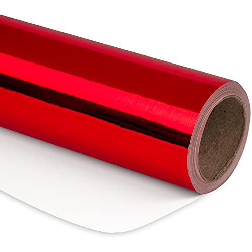 Image of RUSPEPA Red Metallic Wrapping Paper - Christmas Wrapping Paper Perfect for Wedding, Birthday, Christmas, Baby Shower - 17 Inches X 32.8 Feet