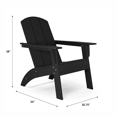 Flats & Castles Ellie 2-Pack Outdoor Hdpe Weather Resistant Modern Adirondack Chair (Black) #TOP2
