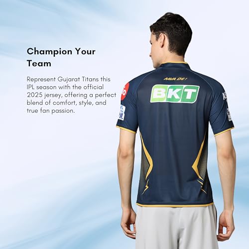 Image of playR Men Gujarat Titans Official Match Edition Jersey IPL 2025 Adult Half Sleeve