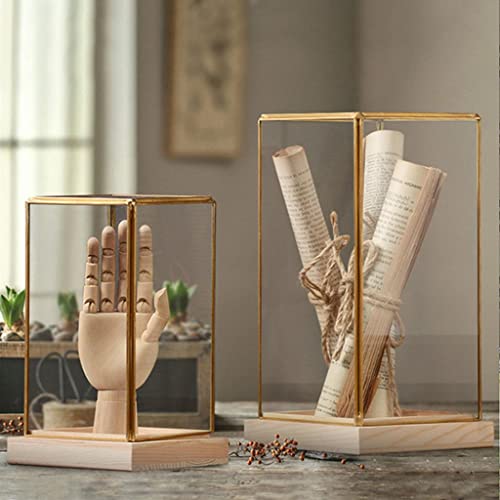 Serenable Expositor De Vidro Vitrine Decorativa À Prova De Poeira Com Armações De Latão, Fechadura,