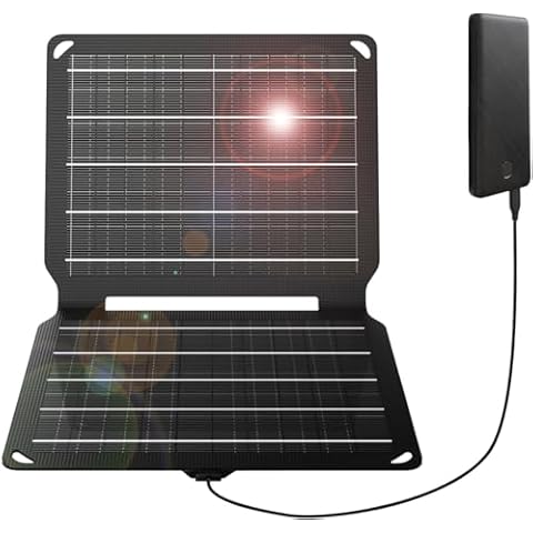FlexSolar 10W Portable Solar Chargers 5V USB Small Power Emergency ETFE Panels Foldable IP67 Waterproof Camping Hiking Backpacking for Phones Fans Flashlight Watches Small Power Banks Battery Packs Cover