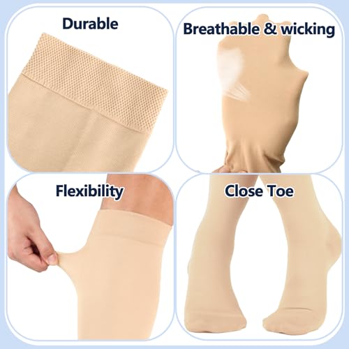 Image of +MD 15-20 mmHg Medical Compression Socks for Men /Women, Lightweight Opaque Knee High Support Stockings
