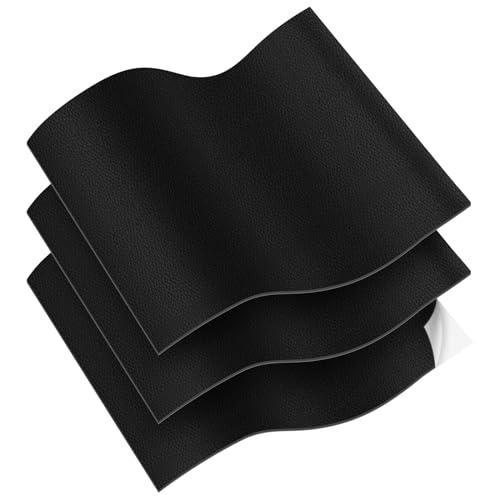 Vicloon Kunstleder selbstklebend,3 Stück Leder Reparatur Patch Schwarz 32X22cm,Verschleißfest und kratzfest Leder Patch für couch Autositz Sofa Möbel Leder Reparatur,...