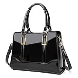 LJOSEIND Shiny Patent Leather Handbags Shoulder Bags Fashion Satchel Purses Top Handle Bags for Wome