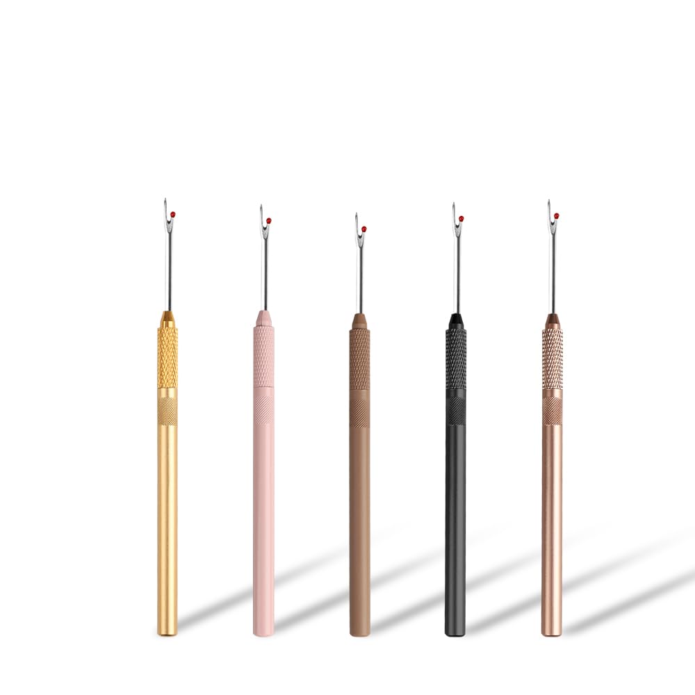 GlamorDove 5Pcs Thread Seam Ripper Stitch Unpicker Cutter Thread Remover Tool Hand Sewing Accessories for Sew in Hair Extensions and Crafting Embroidery