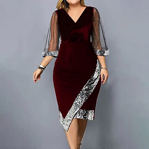 Vestidos de Ano Novo para Mulheres 2024 Vestido de Coquetel de Veludo Brilhante Decote em V Vestido