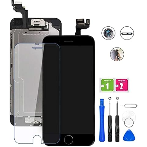 Hoonyer for iPhone 6s Screen Replacement Black LCD with 3D Touch Screen Digitizer Frame Assembly + Home Button + Proximity Sensor Earpiece Front Camera + Screen Protector + Repair Tool (4.7'') Cover