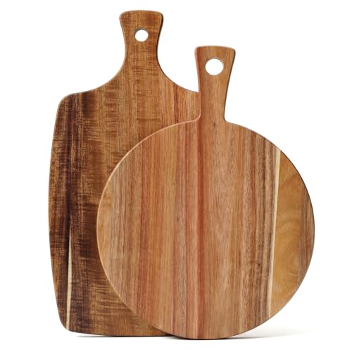 2 Tablas De Cortar De Madera De Acacia Con Mango miniatura 1