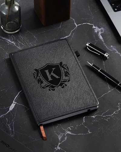 Image of InnoBeta Personalized Notebook for Men, Hardcover Leather Journal for Writing, Travel, Business, Work & School, Note Taking, A5 Diary Notepad, 5.7 inchx8.3 inch Black, K