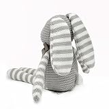 FLUFFYFUN 100% Bio-Baumwolle Kuscheltier Baby Hase Grau 18cm - stofftier für Neugeborene